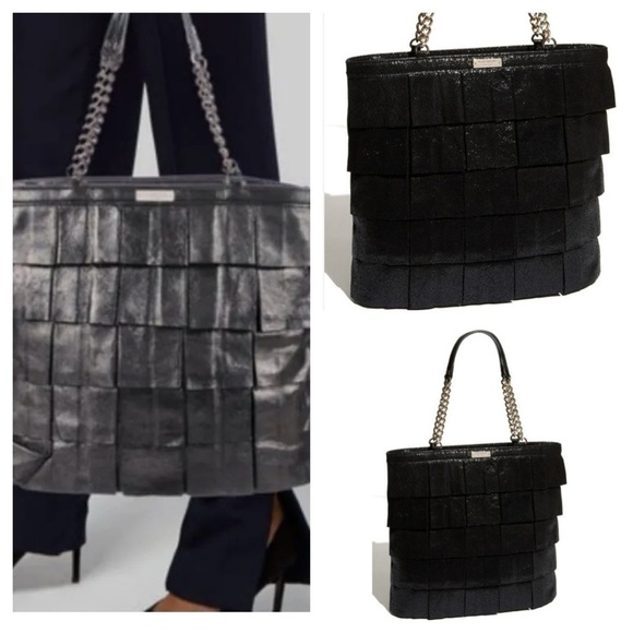 kate spade Handbags - Kate Spade New York Metallic Priti Plisse Shoulder Bag MSRP $445 Black/Gold